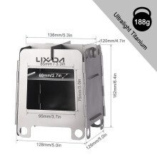 (WS007 Titanium) Réchaud de camping Lixada en titane, léger et pliable, poêle à bois portable pour l'extérieur