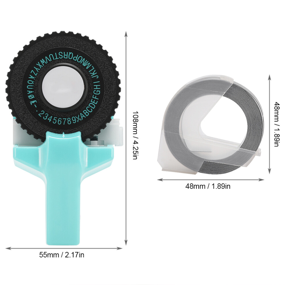 Mini Manual Tape Maker Decorative Coloured Abs 3D Embossing Tape 9Mm For Handbookshallow Blue 7651323867462