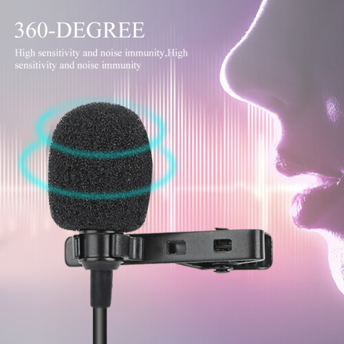 1.5m Double Lapel Lavalier Clip Microphone 3.5mm Plug for Computers Cameras Phones 2