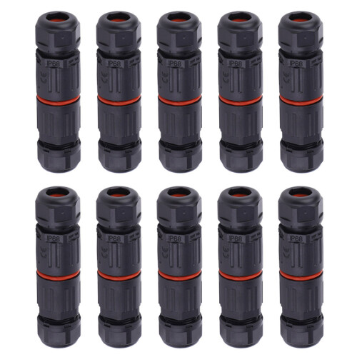 10PCS IP68 Waterproof Electrical Wire Cable 3Pin Connector Outdoor Plug Socket 0.5mm²~2.0mm² 1