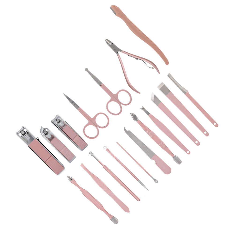 18pcs Stainless Steel Nail Clippers Set Nail Art Tool Cutter Cuticle Clippers Kit18pcs Rose Gold