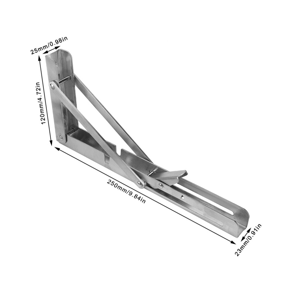 2Pcs 10 Inch Folding Table Bracket Triangle Stainless Steel Wall Mount Shelf Support 4921323884497