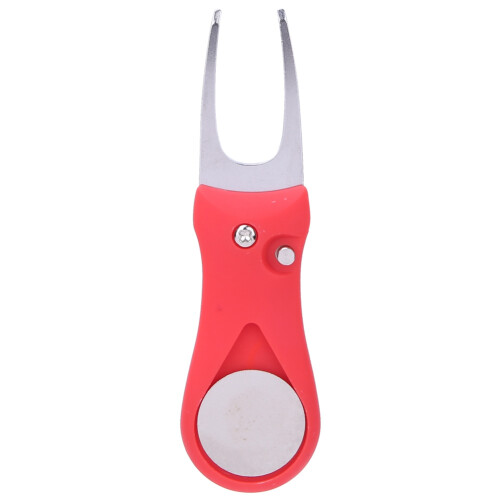 304 Edelstahl Golf Divot-Tool mit ABS-Griff, 11x3,2cm, Rot 1