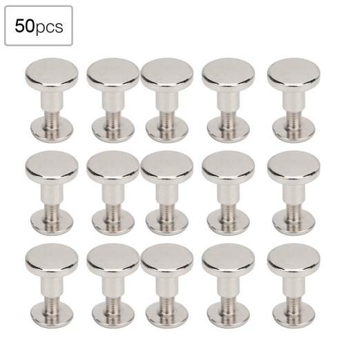 50 Set 8mm Pure Copper Flat Head Rivets Leather Strap Screws Kit for Notebook BindingSilver 1