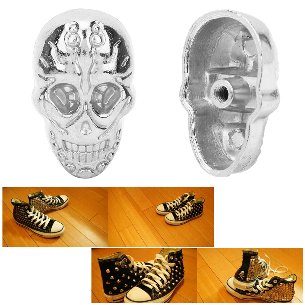 20Pcs Diy 15.66 X 25.24Mm Punk Studded Rivet Gothic Ornaments / Shoes Accessories88 Ghost Head Silver 4961323887876