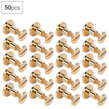 50 Set 8mm Pure Copper Flat Head Rivets Leather Strap Screws Kit for Notebook BindingGold