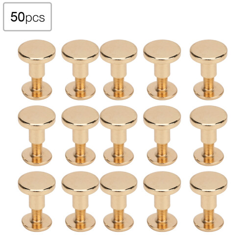 50 Set 8mm Pure Copper Flat Head Rivets Leather Strap Screws Kit for Notebook BindingGold 1