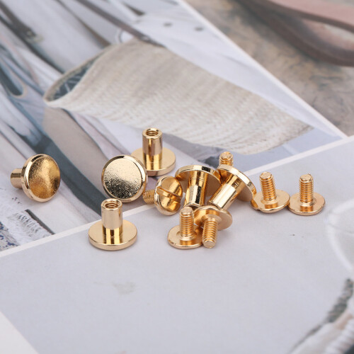 50 Set 8mm Pure Copper Flat Head Rivets Leather Strap Screws Kit for Notebook BindingGold 2