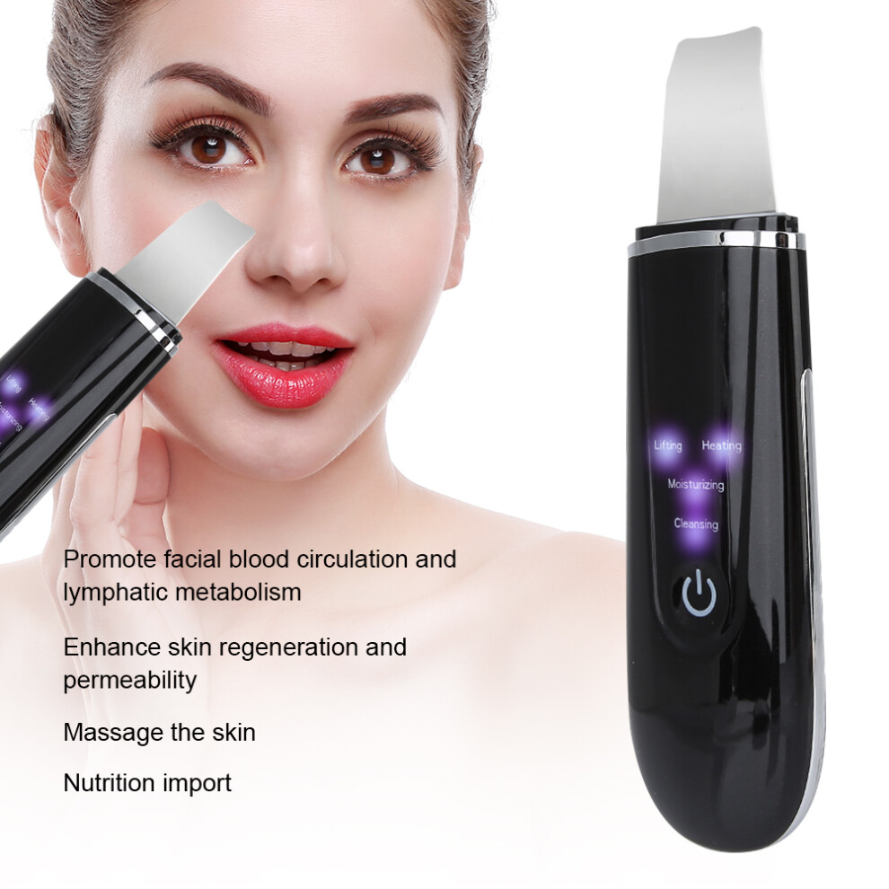Ultrasonic Skin Scrubber Blackhead Pimple Removal Face Pore Vibration Cleanser InstrumentBlack