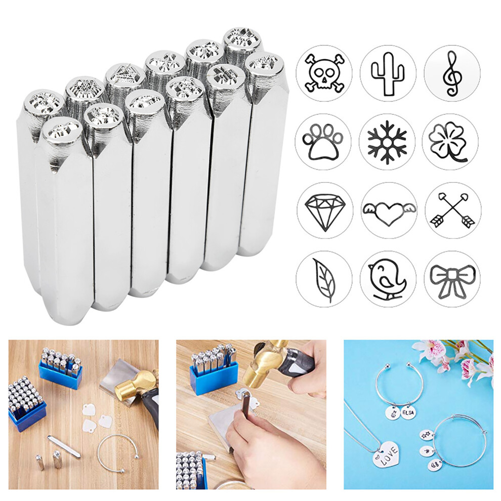 12Pcs 6Mm 1/4 Inch Pattern Stamps Punch Carbon Steel Stamping Tools For Metal Leather Jewelryod 8391323893366
