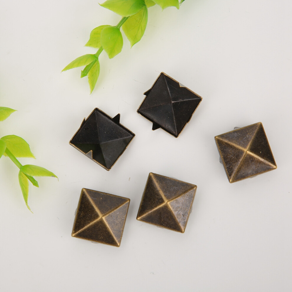 100Pcs Square Pyramid Punk Rivets 4 Claw Metal Studs For Bracelets Clothing Shoes Handbagbronze 10Mm 8241323895733
