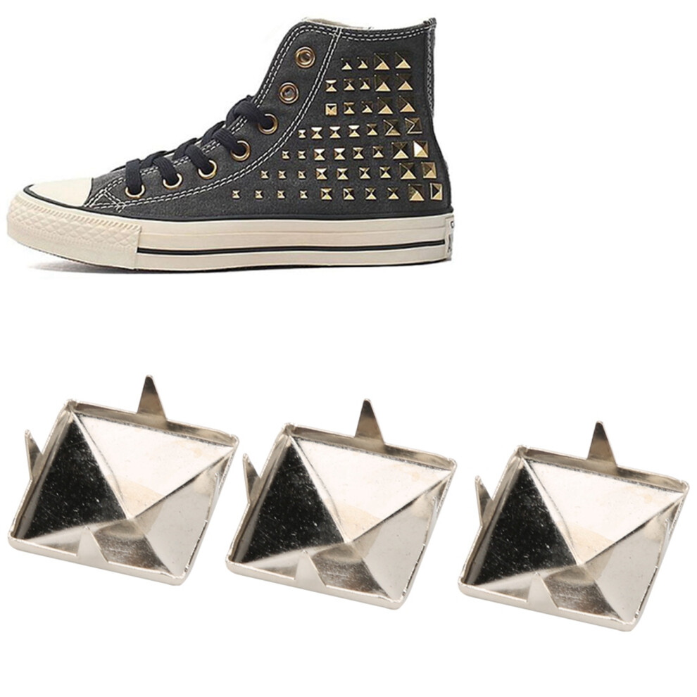 100Pcs Square Pyramid Punk Rivets 4 Claw Metal Studs For Bracelets Clothing Shoes Handbagsilver 10Mm 8711323895823
