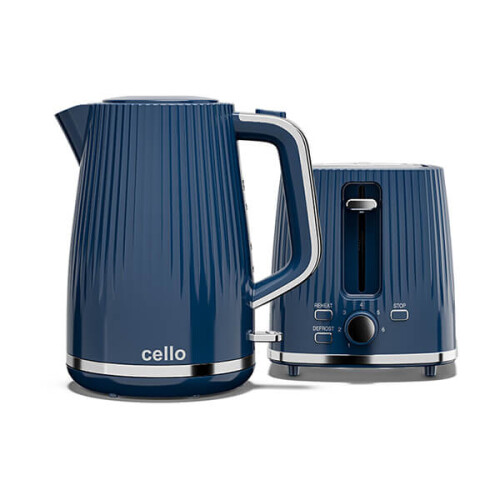 Cello Cello Aria Nocturn Blue 2 Slot Toaster & Kettle