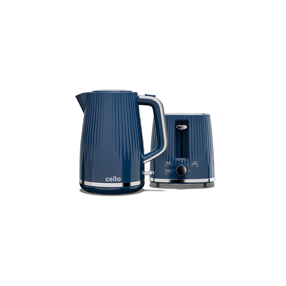 Cello Aria Nocturn 2 Slot Toaster & Kettle Blue