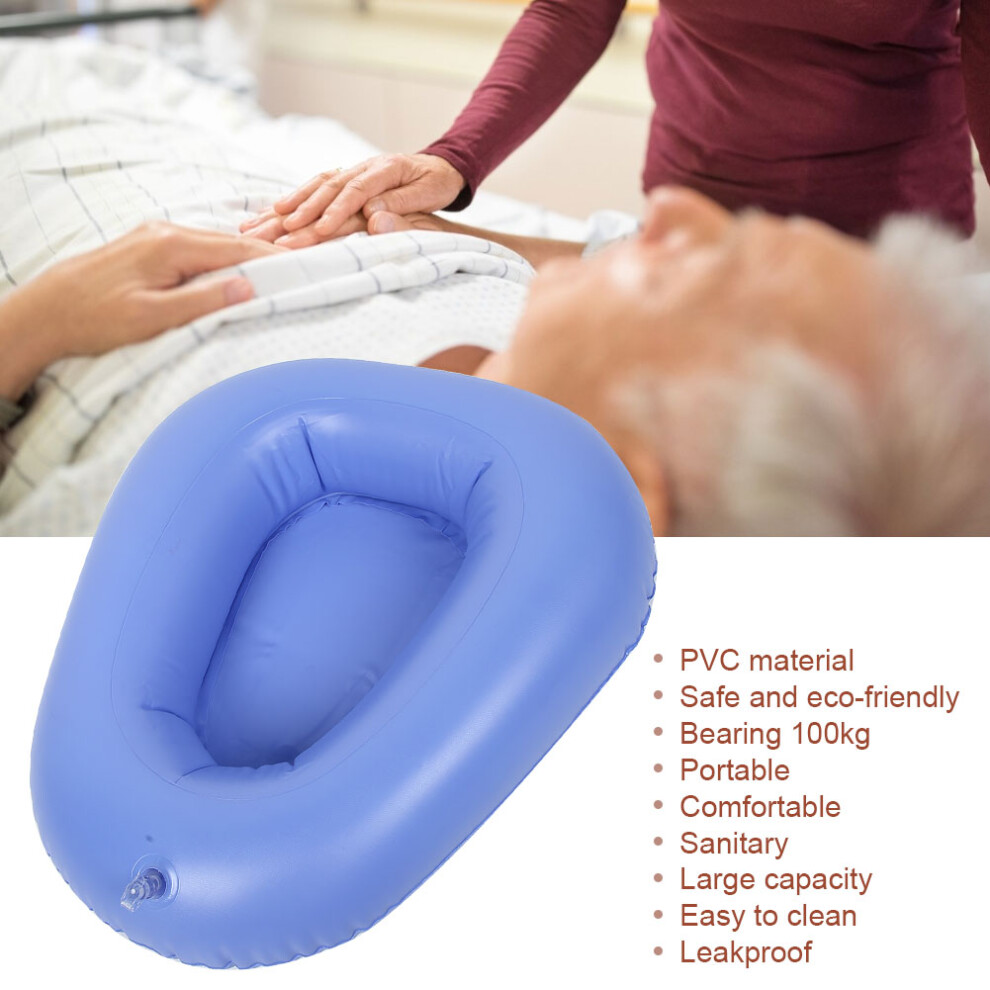 Household Inflatable Bedpan Elderly Patients Care Anti Bedsore Air Cushion Potty BlueBlue