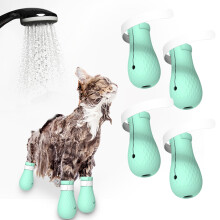 Silicone Anti-scratch Cat Shoes Pet Medical Shoes Adjustable Pet Paw Protector for Bathing 4PCS/Set