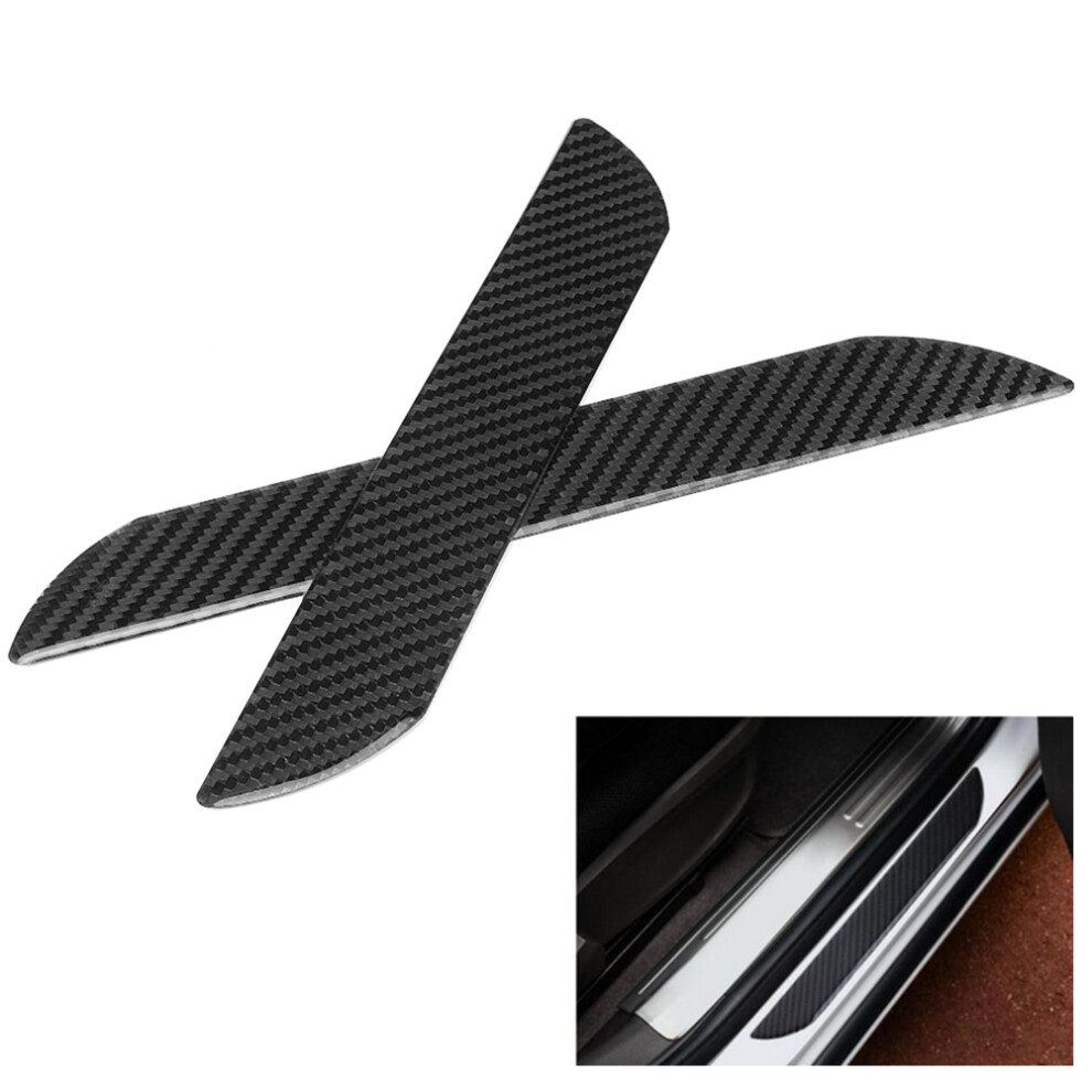 2Pcs Carbon Fiber Car Door Sill Scuff Plate Pedal Trim Accessory 3.65X25.3cm 4101323902654