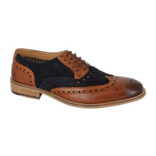 (UK Size 7) Roamers M461LT Men's Leather Smart Comfort 5 Eyelet Wing Cap Brogue Oxford Shoes