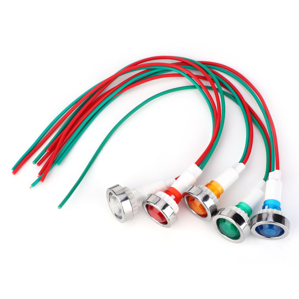 15Pcs Dc12v 10Mm Led Pilot Lamp Power Indicator Light With Wire Cable 8731323904608