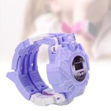 Robot Transformation Deformed Electronic Wrist Watch Educational Toy Gift for KidPurple