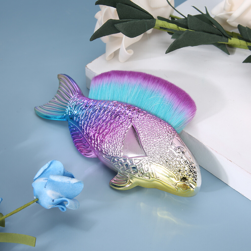 Multi Functional Fish Shaped Nail Dust Removal Brush Nail Cleaning Brush Manicure Tool(Purple )