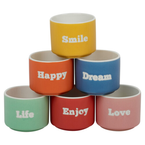URBN-CHEF (Small) 6 Pc Multi Colours Mini Porcelain Ceramic Espresso Coffee Mugs Gift Set 2