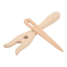 2PCS Multifunction DIY Knitting Tools Wood Beech Knitting Fork Small Eye Needle