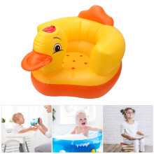 Yellow Duck Inflatable Baby Chair Sofa Baby Bath Stool Safety Back Seat 60KG Bearing CapacityOval Bottom