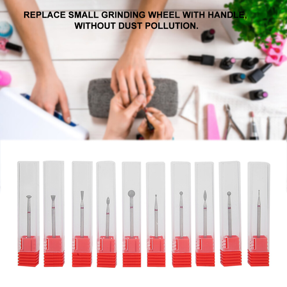 10Pcs Nail Drill Bits Nail Polishing Burr Manicure Pedicure Accessory Tool SetType A