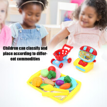 Children Simulation Cash Register Playing Toy Shopping Cart Toys for Kid Over 3 Years Old22Pcs Cash Register Toy