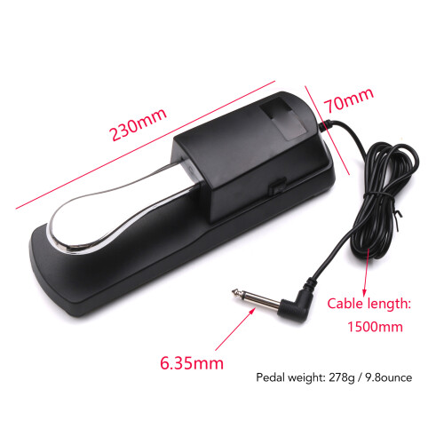 Piano Sustain-Pedal für elektronisches Keyboard, 1,5 m Kabel, Silber oder Gold 1