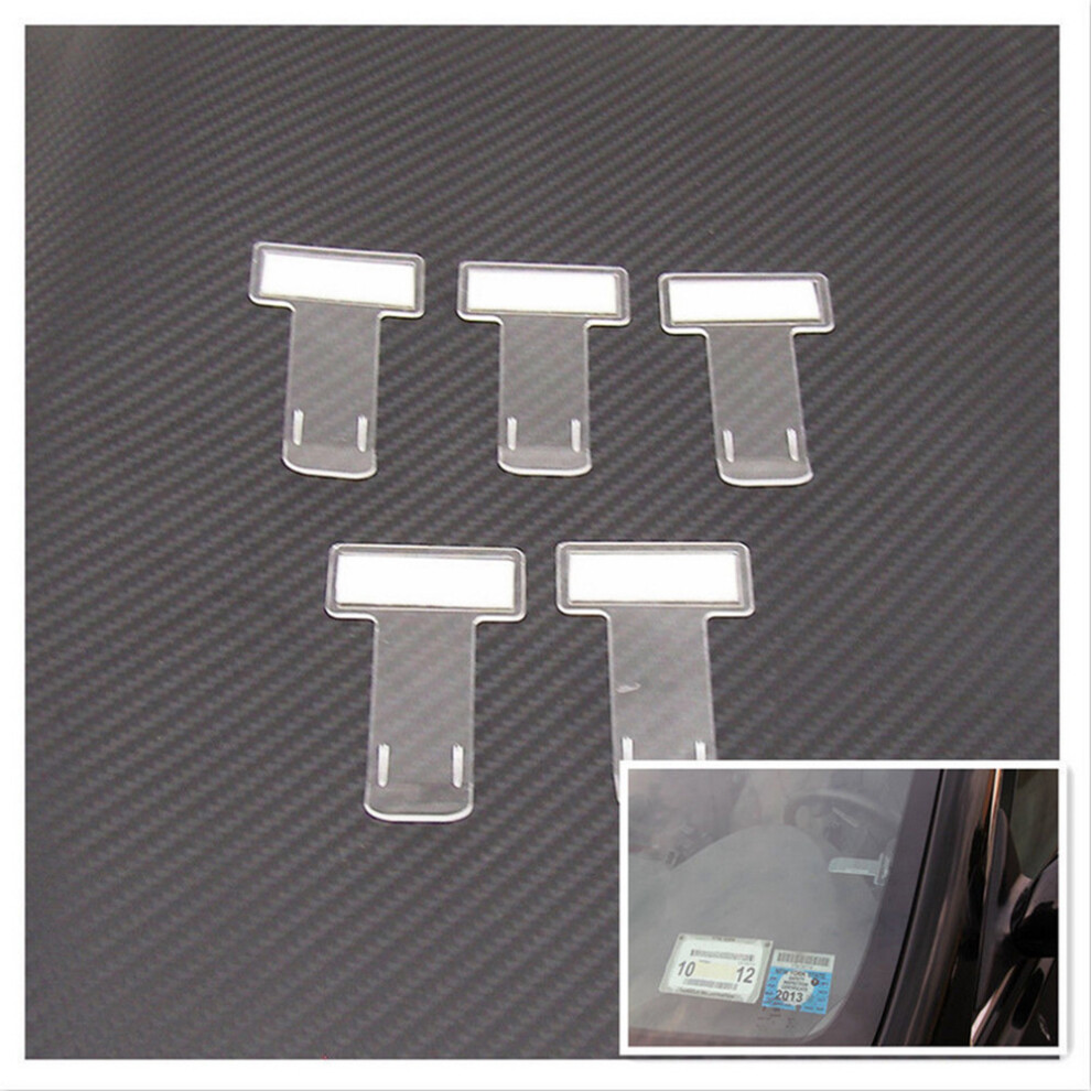 5 Pieces Transparent Car Parking Ticket Holder Clip Plastic Timing Ticket Holder Car Windshield Windscreen Tickets Holder With Adhesive Tap 7891323921386