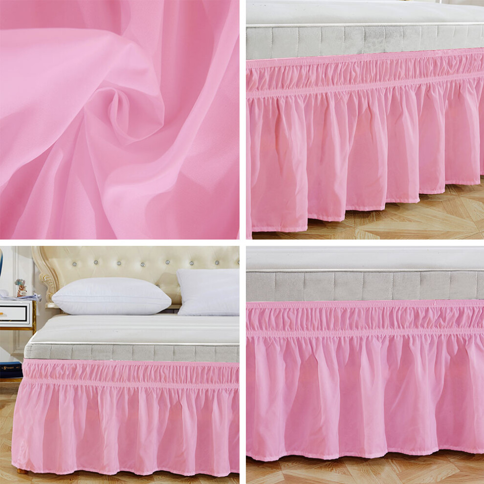 Bed Skirt Elastic Wrap Washable Fade Proof Wrap Around Bed Skirt for Home Hotel Queen