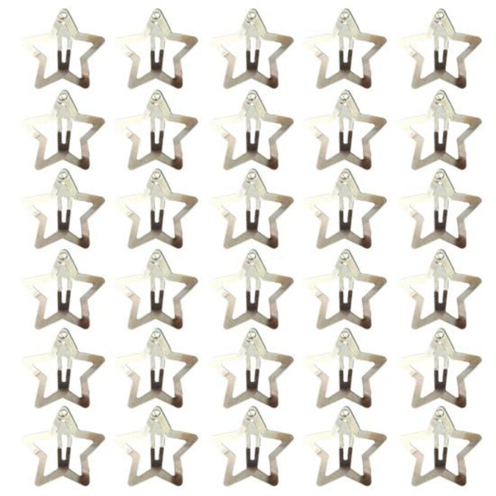 (30PCS) 10/30/50pcs Hair Clips Sweet Star Shape Silver Color Non-slip Snap Hair Barrettes Girls Women Metal Alloy Hair Accessories