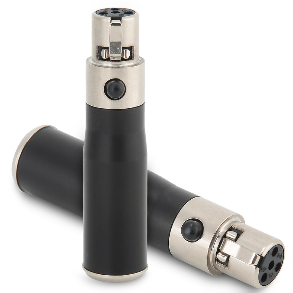 2Pcs Mini Xlr 3Pin Male To Mini Xlr 4Pin Female Zinc Alloy Casing Audio Adapter Connector 4251323925501