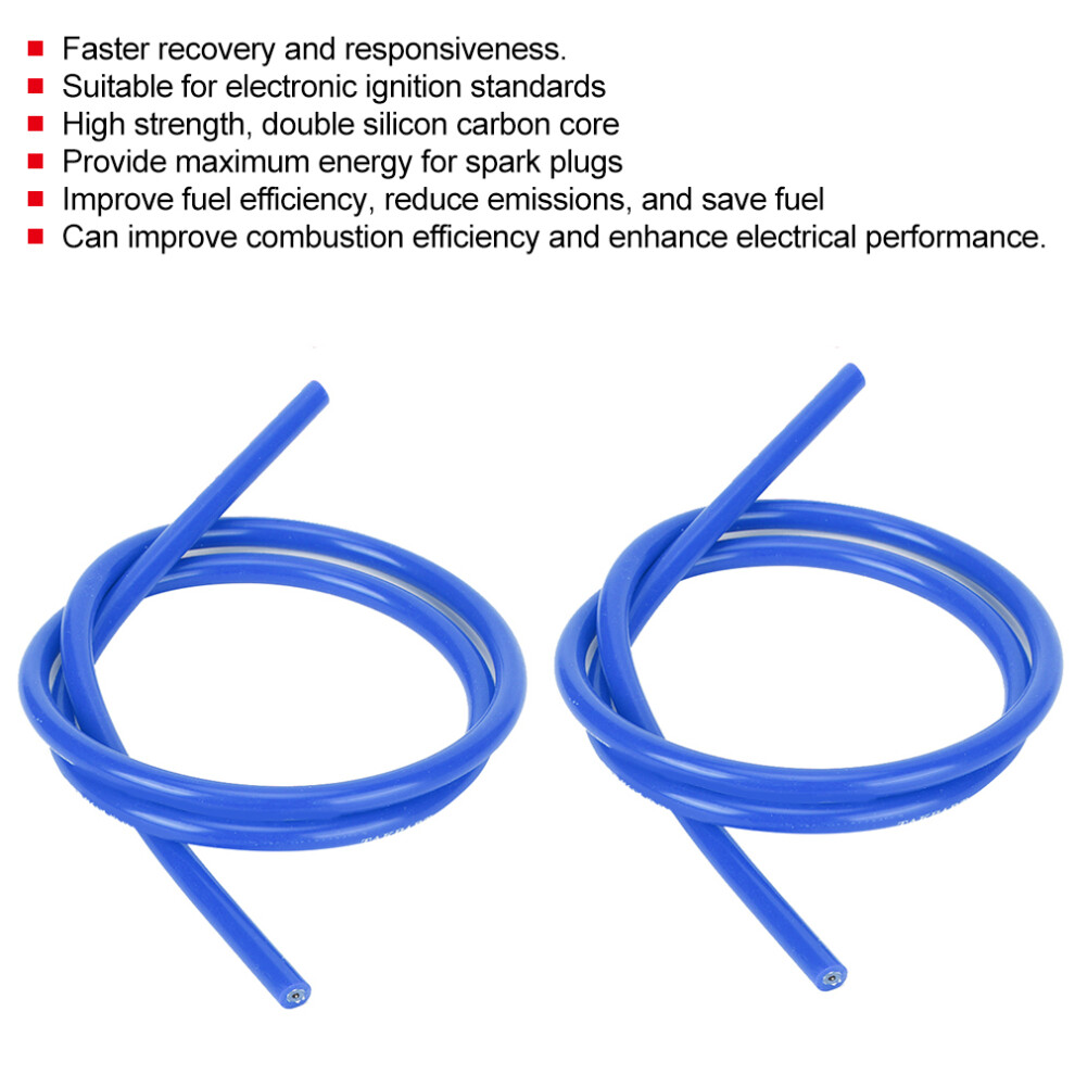 2 Pcs Ignition Wire 8Mm Silicone Silicon Carbide Core Ignition Wire 1M Longblue 9461323925653