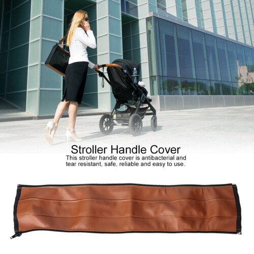 Washable Removable Soft Baby Stroller Armrest Grip Handle Cover Stroller AccessoriesBrown 2