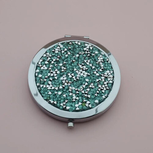 Piece Mini Makeup Compact Diamond Outer Frame Mirror Portable Side Folding Makeup Mirror Ladies Vintage