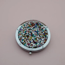 Piece Mini Makeup Compact Diamond Outer Frame Mirror Portable Side Folding Makeup Mirror Ladies Vintage