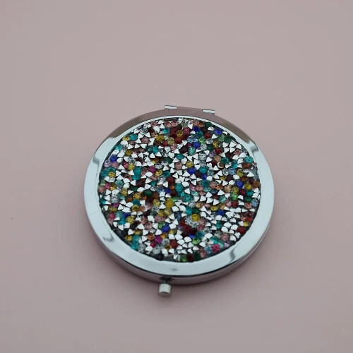 Piece Mini Makeup Compact Diamond Outer Frame Mirror Portable Side Folding Makeup Mirror Ladies Vintage