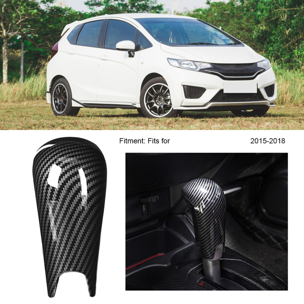Carbon Fiber Style Gear Shift Knob Cover Trim Fits For Honda Jazz Fit Gk5 At 2015-2018 5031323931615
