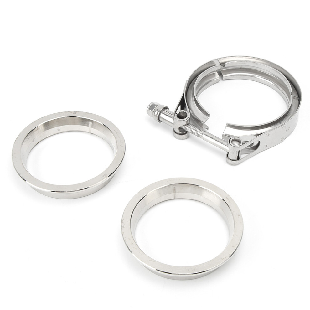 Car V Band Clamp Exhaust Downpipe Flange Kit 304 Stainless Steel(3.0Inch / 76Mm ) 9371323931786