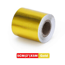 Gold 2'' Thermal Exhaust Tape Air Intake Heat Insulation Shield Wrap Reflective Heat Barrier Self-Adhesive