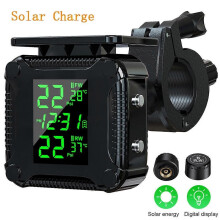 Gadpow Motorcycle TPMS Wireless Tire Pressure Monitoring System LCD Color Solar Display Tire Temperature