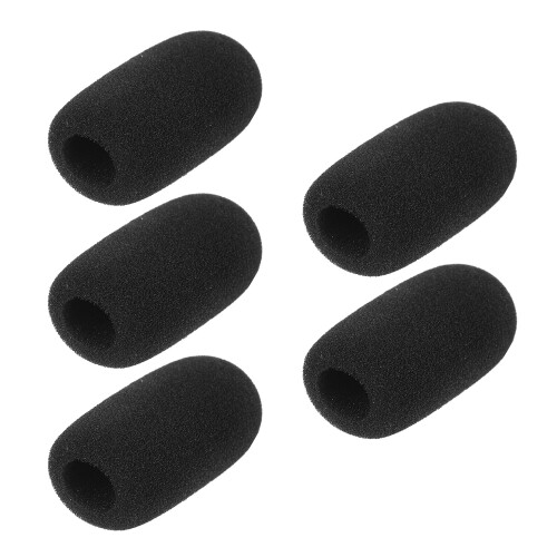 Mini Microphone Windscreens Mic Foam Covers for Lapel Headset Microphone Black, Pack of 5pcs 1