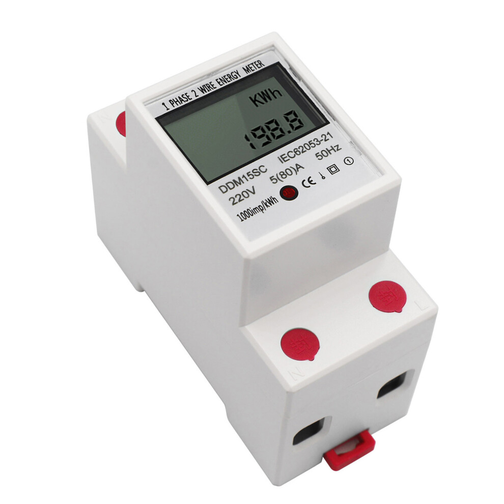 Lcd Digital Display Single Phase Din-Rail Energy Meter 5-80A 220V 50Hz Electronic Kwh Meter Power Consumption Monitor Ddm15sc 8451323945752
