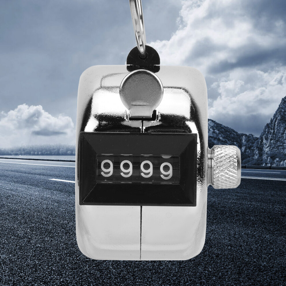 BERM Hand Tally Counter 4-Digits Silver Aluminium Alloy Handheld Counting Tool with Hook-image-OPC-PHWDD6F-NEW