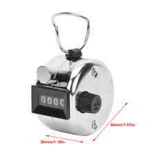 Silberner Aluminium Handzählgerät mit 4-stelliger Anzeige, 46 mm Durchmesser