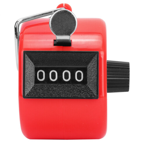 BERM Hand Tally Counter 4-Digits Plastic Knob Reset Handheld Counting Tool with HookRed 1