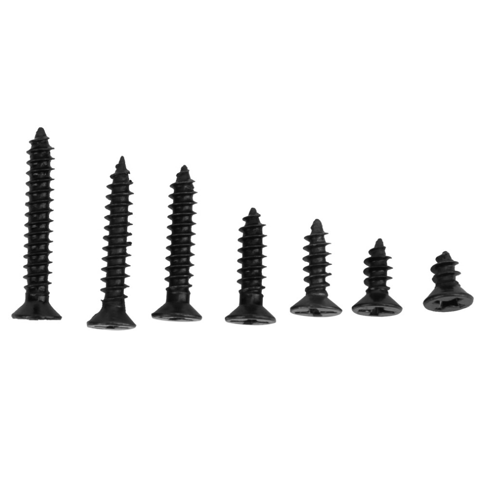 480Pcs Self Tapping Screw M3 Flat Head Cross Carbon Steel Hardware Fasteners Black Nickel Plating(Carbon Steel Black ) 9471323947340